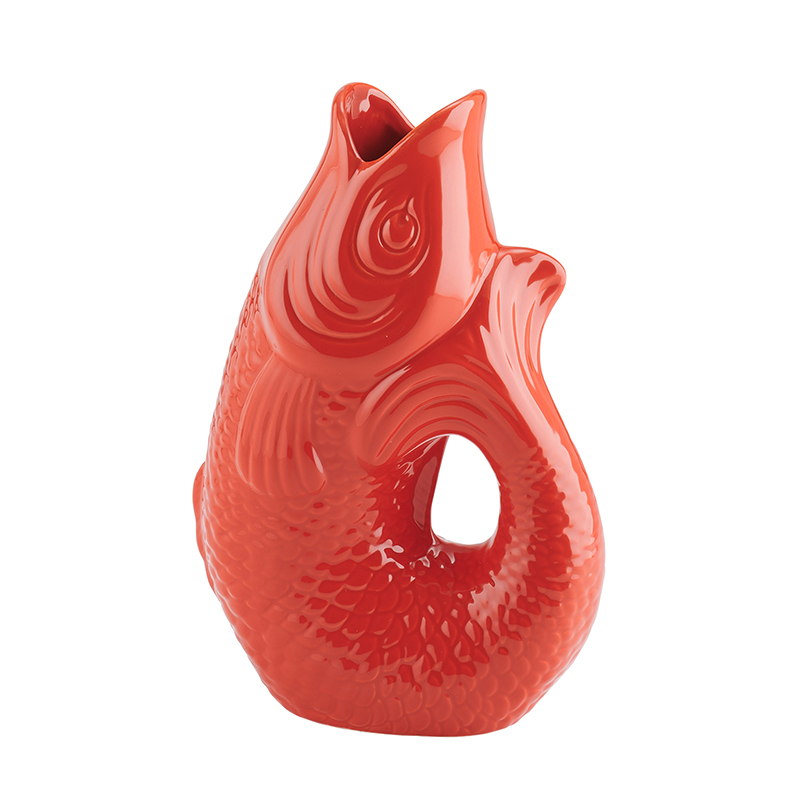 Monsieur Carafon, Fisch, Vase, S, coral red, 1,2 l