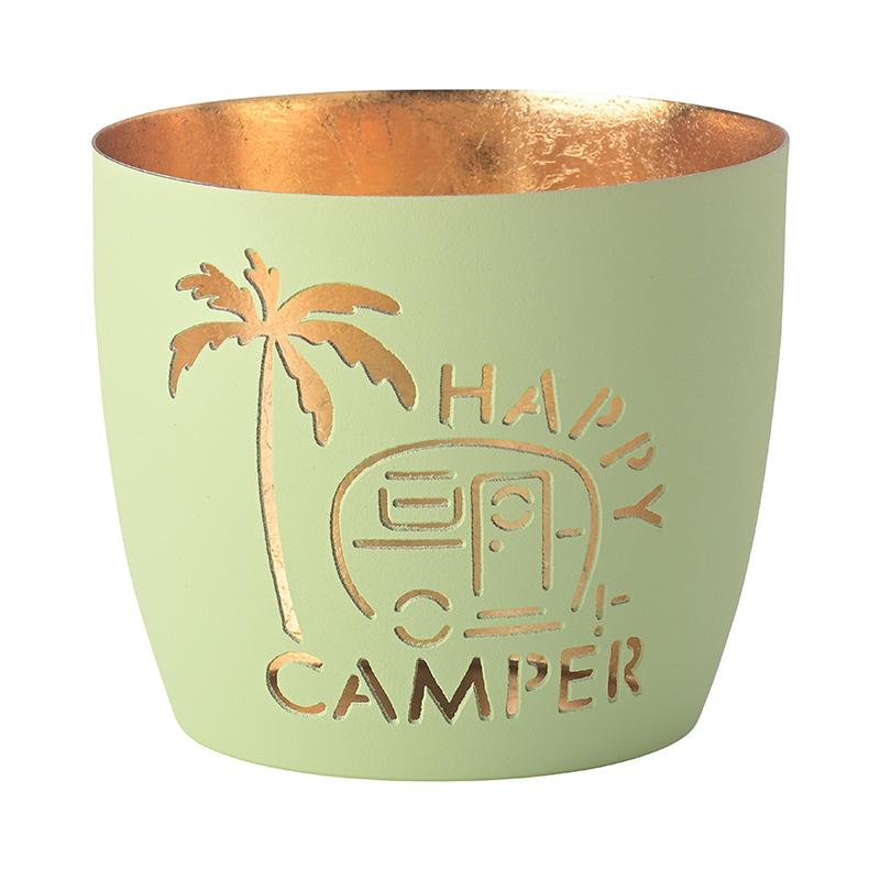 Madras, Windlicht M - Happy Camper