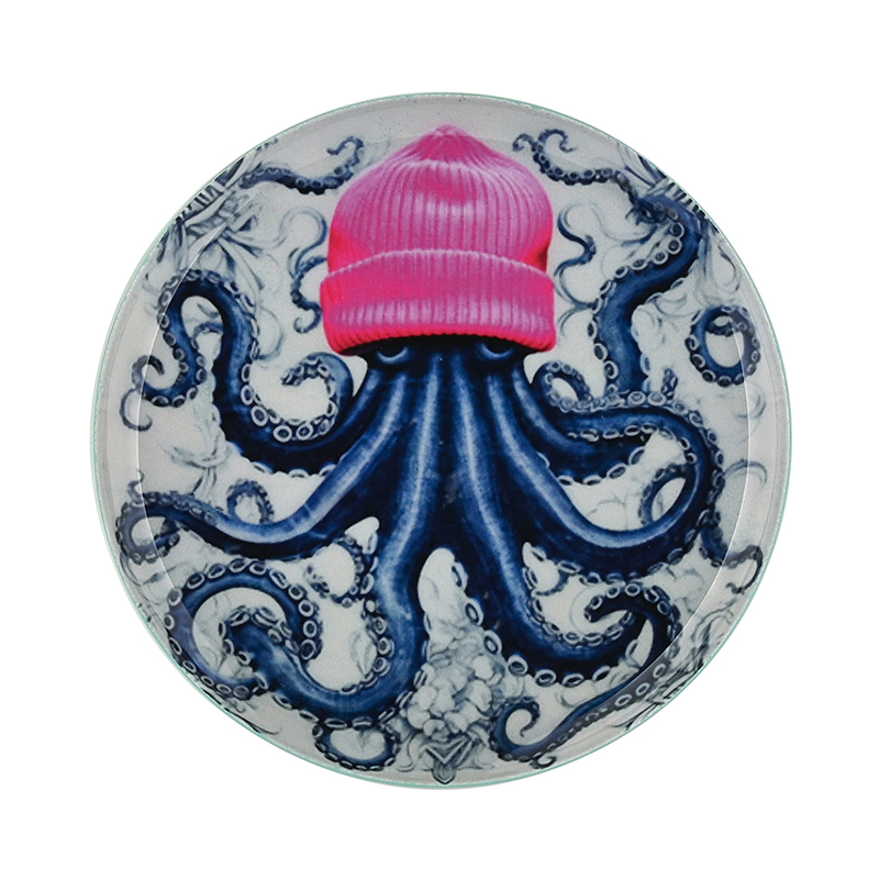 Love Trays Dekoteller XS - Oktopus mit pinkem Beanie