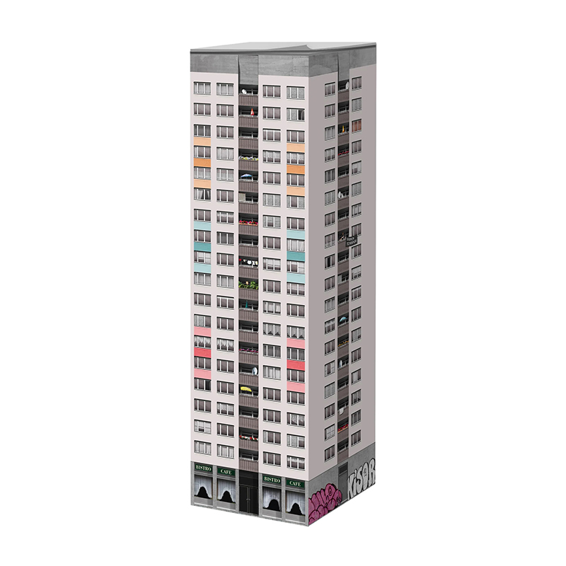 Notizklotz Paperscraper "Plattenbau Berlin" 30 cm