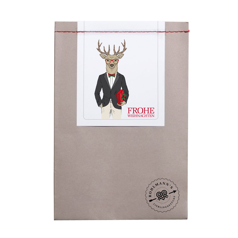 Rohlmann Geschenktüte Weihnachten "Elch im Anzug"
